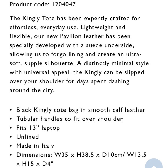 Smythson Pavilion Kingly Tote Bag in Black Leather - Picture 8 of 8